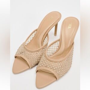 Heeled Rhinestone Mesh Mule, brand new with tags. Sold out on Zara website!